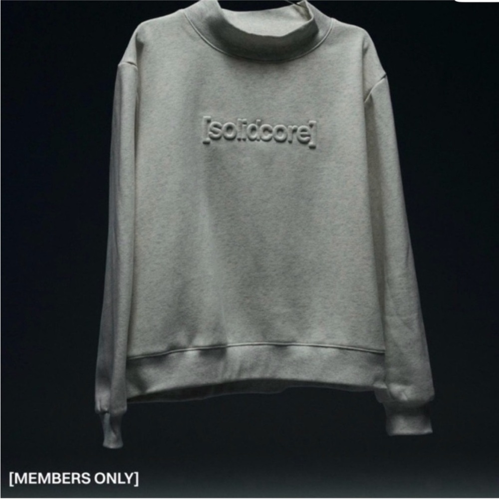 Solid Light Gray Embroidered Turtleneck Sweatshirt - Women